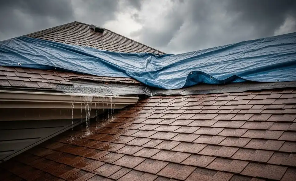 Emergency roof leak repair in New Jersey stopping sudden roof leak and water damage.