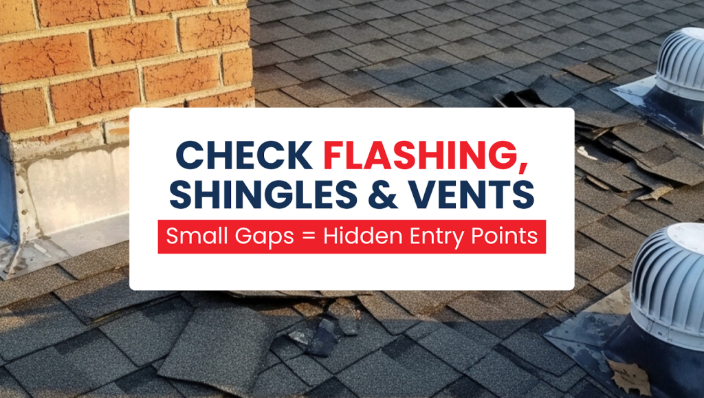 Inspecting roof flashing, shingles, and vents to learn how to find the source of a roof leak in your NJ home.